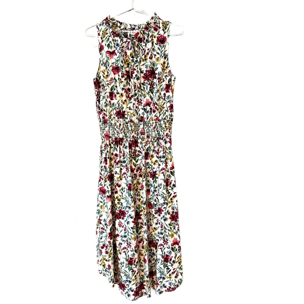 Harlow and Rose Floral Print Sleeveless Pullover Maxi Dress Red White Sz SP NWT
